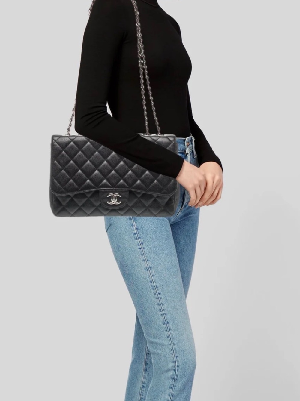 Chanel Jumbo Classic Quilted Flap Bag in Black